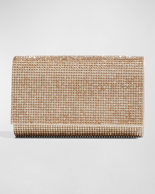 Judith Leiber Natural Fizzy Crystal Flap Clutch Bag