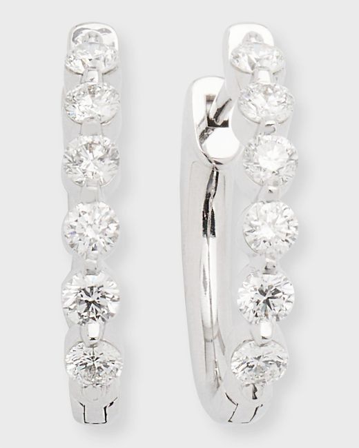 Neiman Marcus 18k White Gold Diamond Hoop Earrings, 1 Ct.,.75"