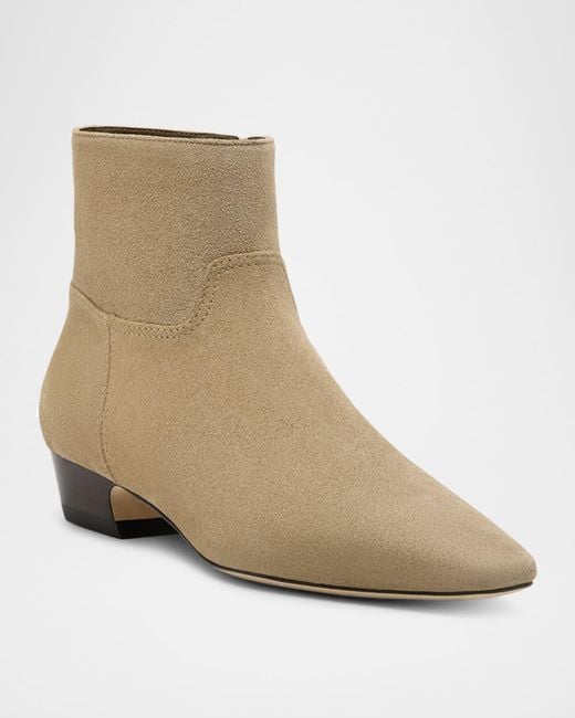 Stuart Weitzman Natural Stassi Suede Zip Ankle Boots