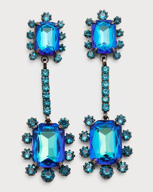 Elizabeth Cole Blue Gaia Linear Crystal Dangle Earrings