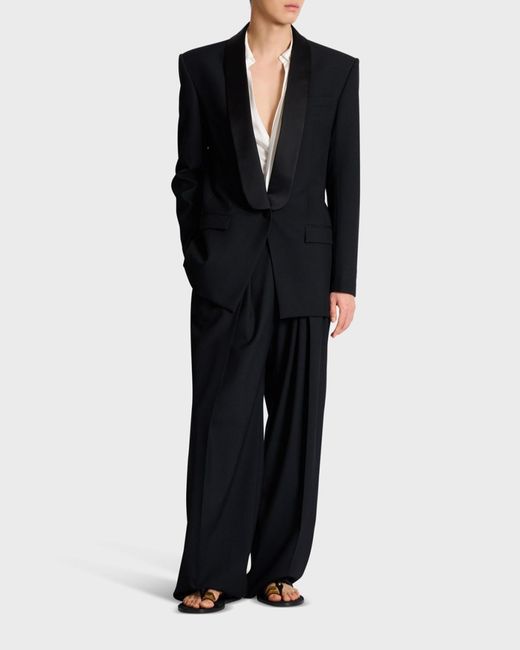 Balmain Blue Apos;S Wool Shawl Lapel Single-Button Dinner Jacket for men