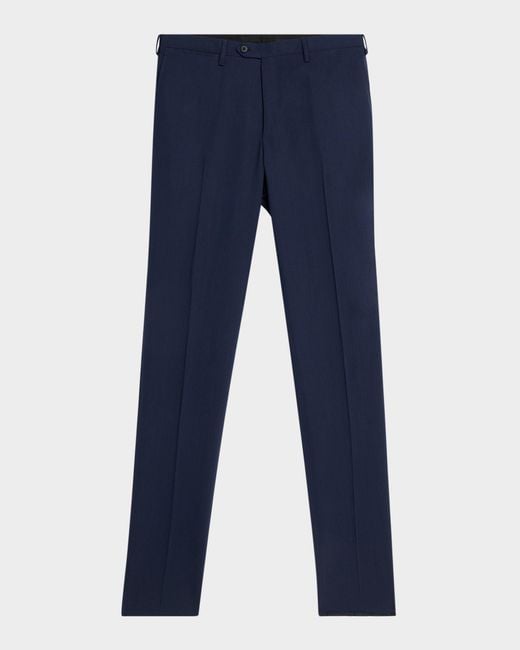 Kiton Blue Apos;S Solid Wool Twill Trousers for men