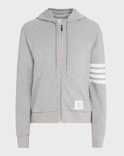 Thom Browne Gray 4 Bar Ottoman Zip Hoodie for men