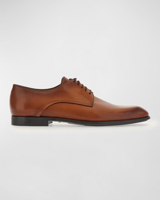 Ferragamo Brown Fosco Leather Derby Shoes for men