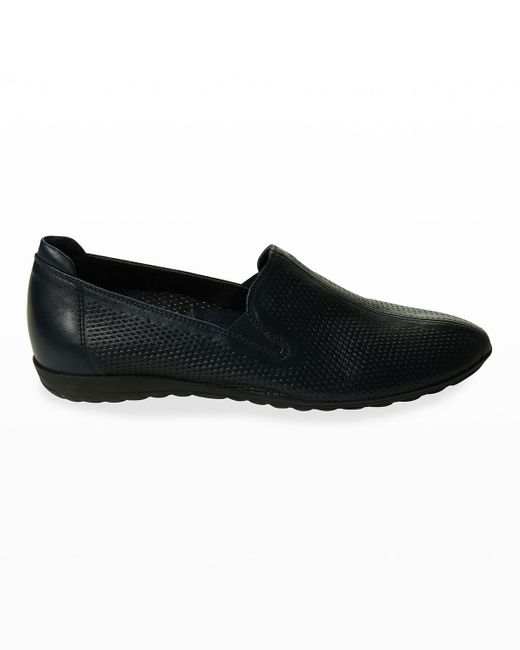 Sesto Meucci Black Brilla Perforated Leather Loafers