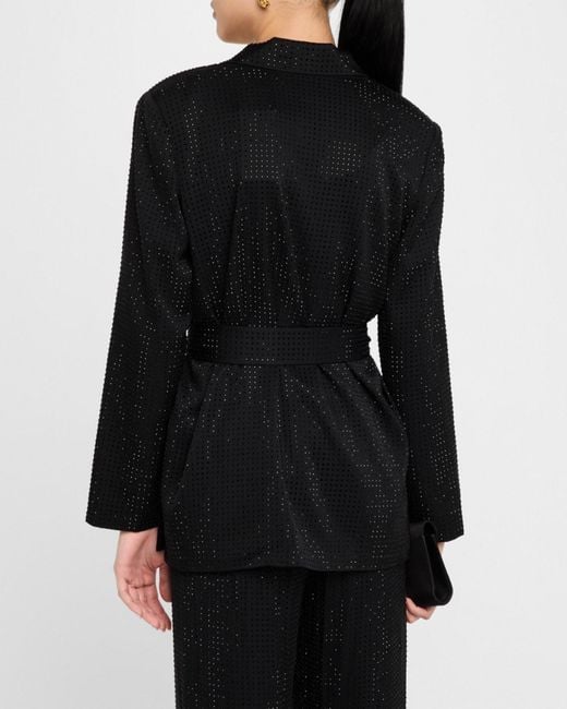 Emanuel Ungaro Black Rhinestone Wrap-Front Jacket