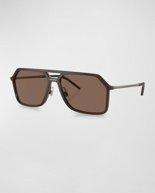 Dolce & Gabbana Brown Plastic Aviator Sunglasses for men