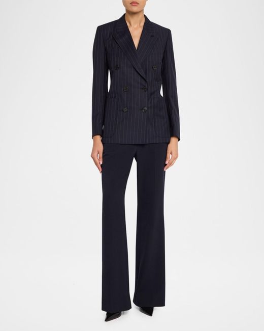 Givenchy Blue Double-Breasted Pinstripe Wool Jacket