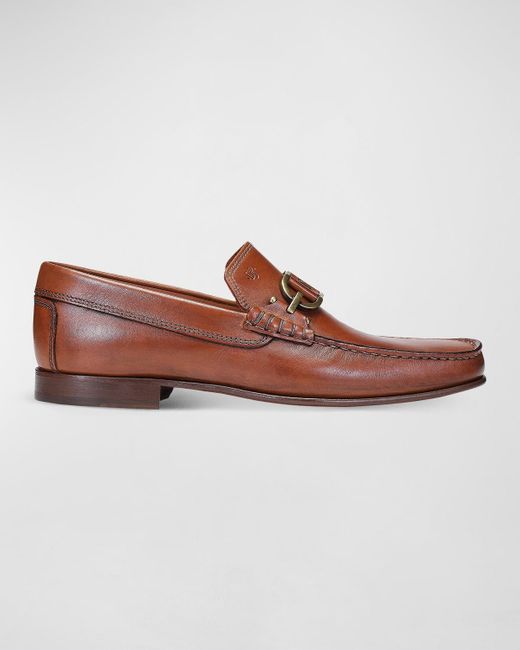 Donald J Pliner Brown Bit-Strap Leather Loafers for men