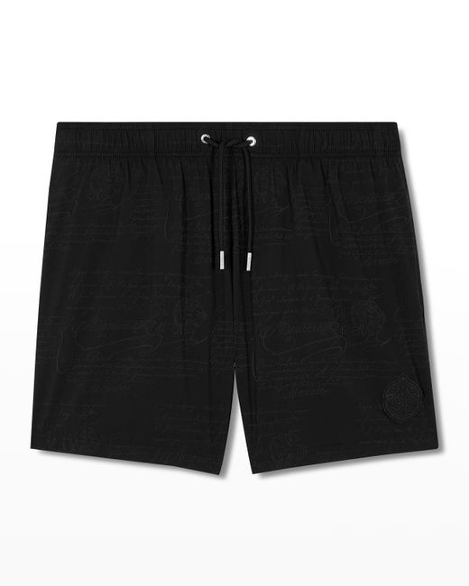 Berluti Black Scritto Swim Shorts for men