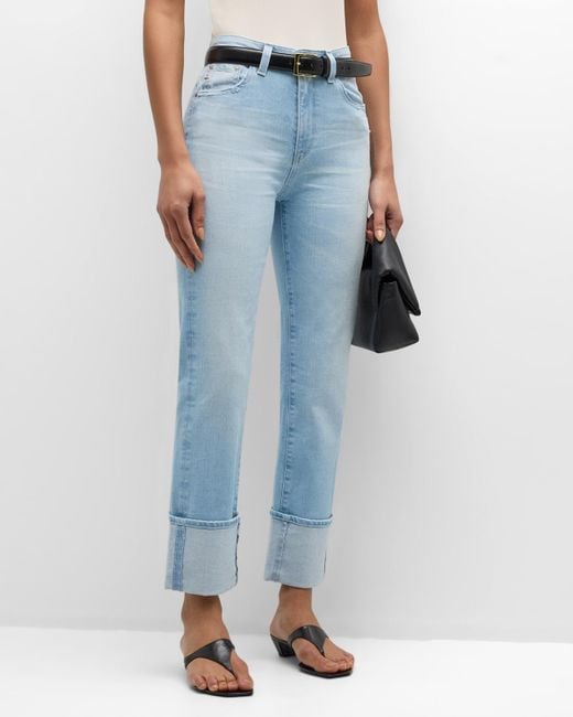 AG Jeans Blue Saige Straight Cropped Jeans