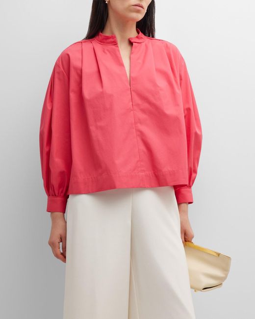 Co. Shoulder-tuck Blouson-sleeve Blouse in Red | Lyst