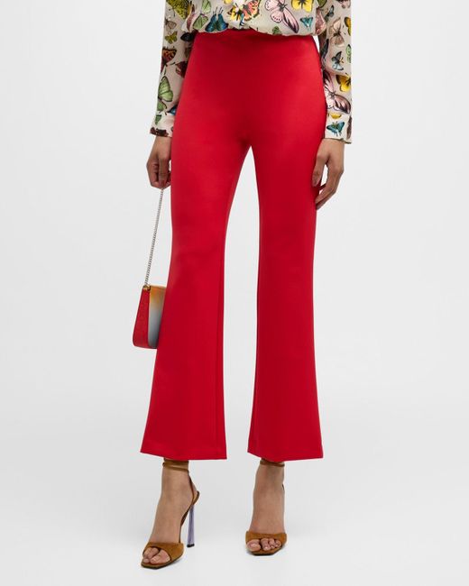 Alice + Olivia Red High-Rise Cropped Bootcut Pants