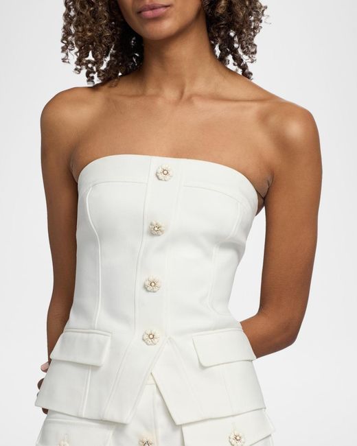 Ramy Brook White Eva Strapless Top