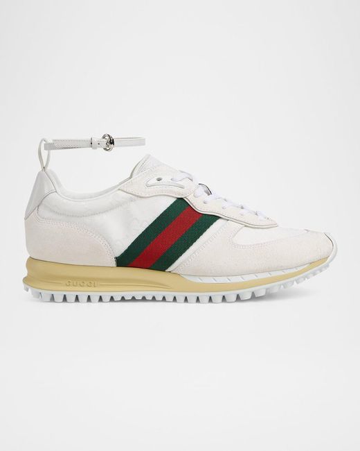 Gucci White Suede Re-Motion Ankle Strap Sneakers