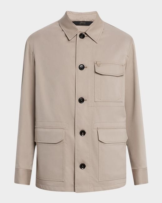 Brioni Natural Apos;S Cotton And Wool Work Jacket for men