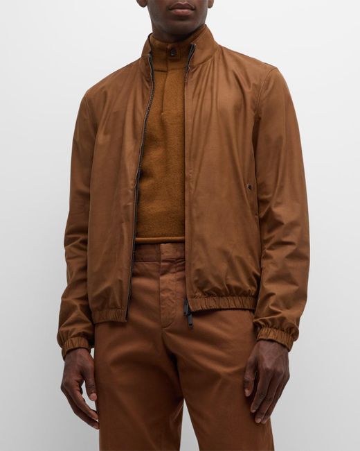 Zegna Brown Reversible Leather Jacket for men