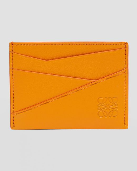 Loewe Orange Puzzle Calfskin Card Holder for men
