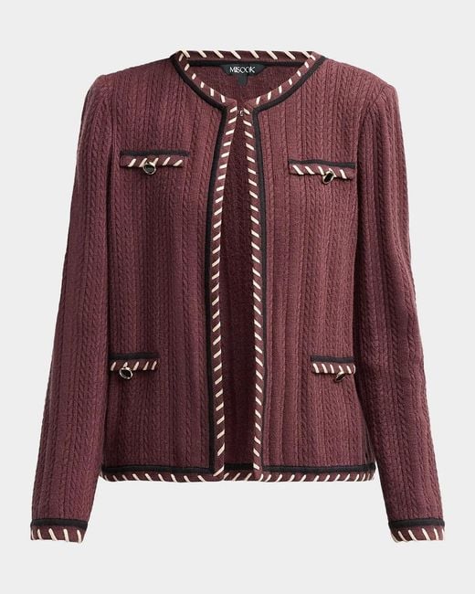 Misook Purple Cable-Knit Jacket