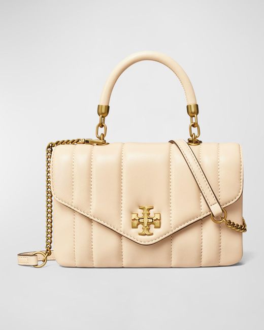 Tory Burch Kira Mini Quilted Top-handle Bag in Natural | Lyst