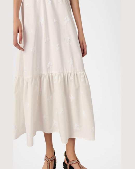 Maje White Sequined Midi Skirt