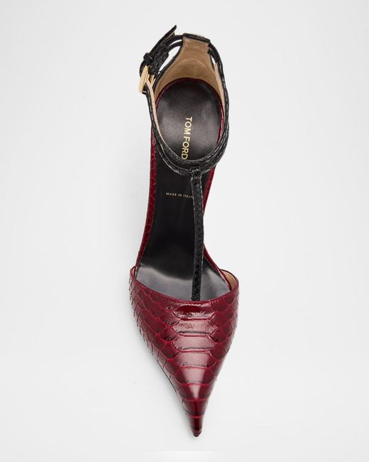 Tom Ford Red Python-Effect Leather Pumps