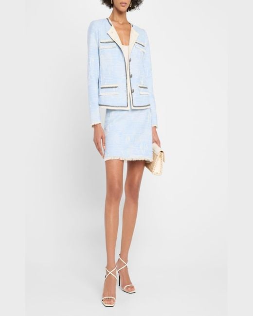 Kobi Halperin Blue Lark Fringed Chain-Trim Jacket