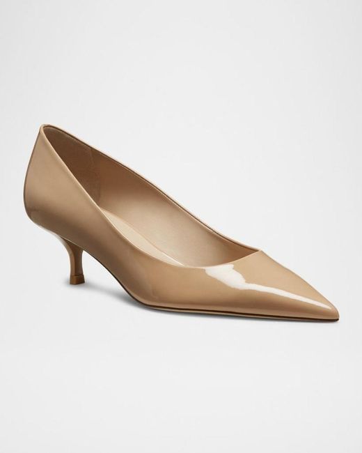 Stuart Weitzman White Stuart Patent Kitten Pumps