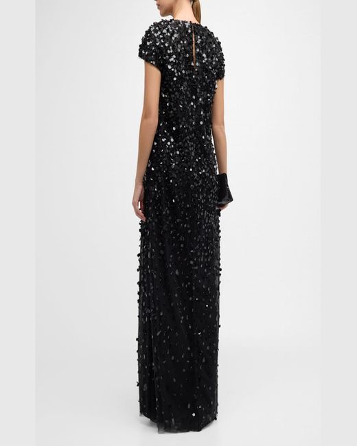 Carolina Herrera Black Embellished Sequin Gown