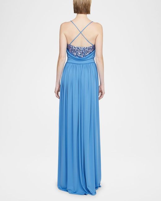 royal blue prom dresses open back Royal Blue Satin Crisscross Open Back Prom Dress  FancyVestido