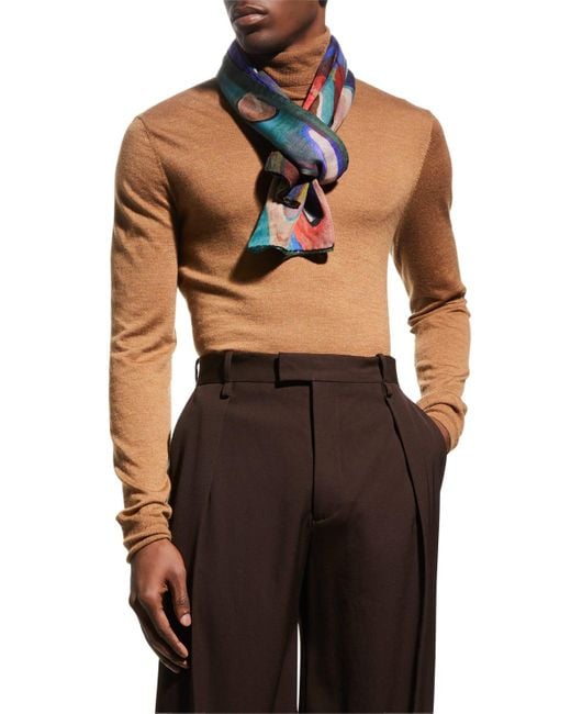 Paul Smith Silk-wool Multi-colour Logo Scarf in Black for Men | Lyst