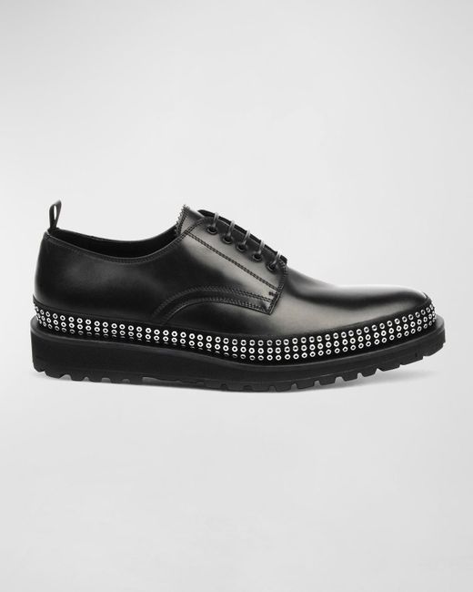 CoSTUME NATIONAL Black Plain-Toe Studded Leather Derby Shoes for men