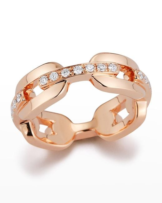 Walters Faith Pink Saxon Rose Gold Diamond Bar Flat Chain Link Ring Size 6