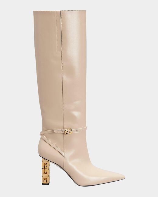 Givenchy White G Cube Calfskin Ankle-Buckle Boots