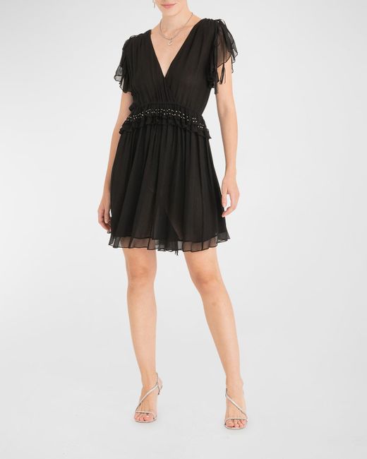 SECRET MISSION Black Camille Flutter-Sleeve Mini Dress