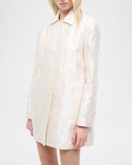 Staud White Halton Metallic Brocade Jacket