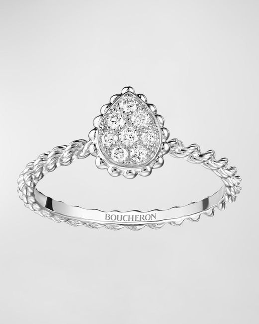 Boucheron White Serpent Bohème 18K Pave Diamond Ring
