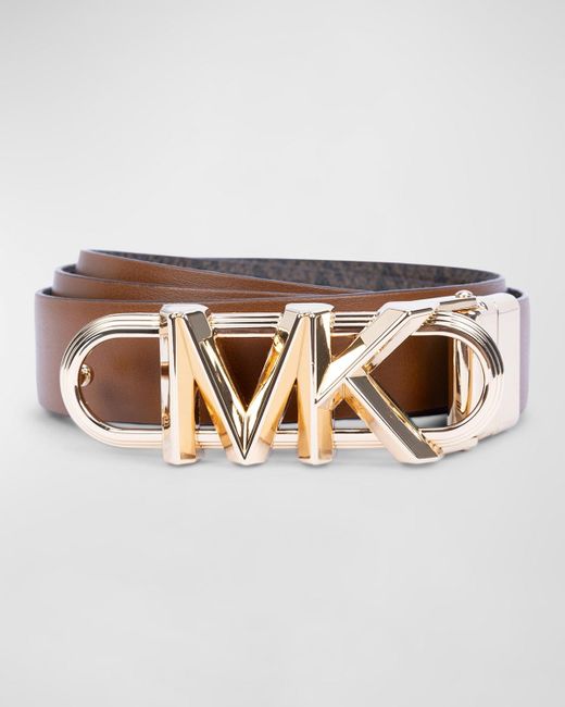 Michael Kors Brown Reversible Logo Leather Belt