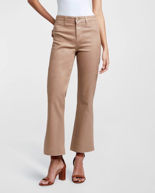 L'Agence Natural Kendra High-Rise Crop Flare Jeans