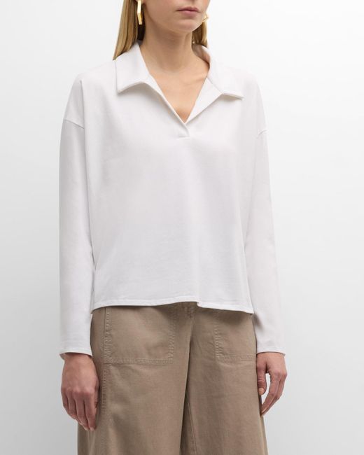 Eileen Fisher White Boxy Organic Cotton Jersey Top