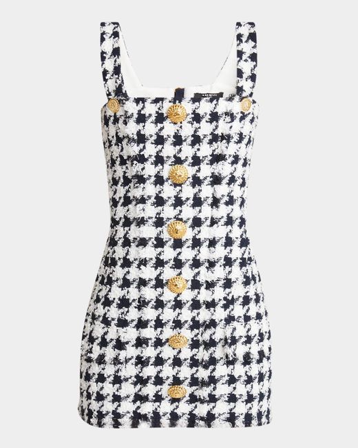 Balmain White Houndstooth Mini Dress