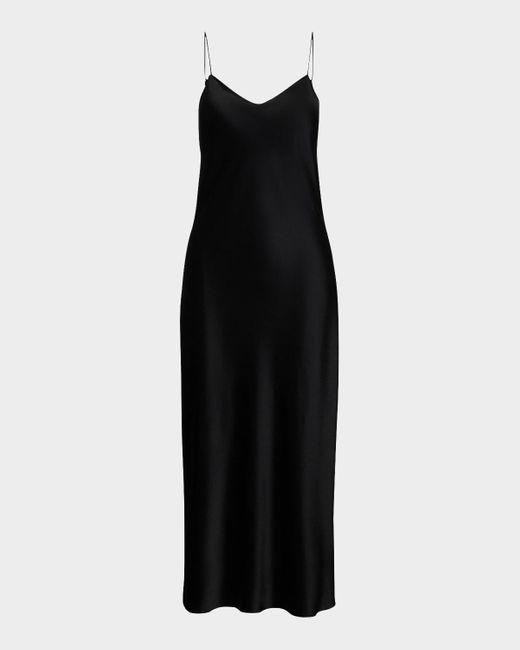 Polo Ralph Lauren Black Satin Midi Slip Dress