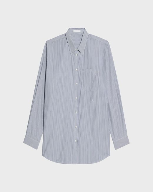 Helmut Lang Blue Oversized Pinstripe Shirt