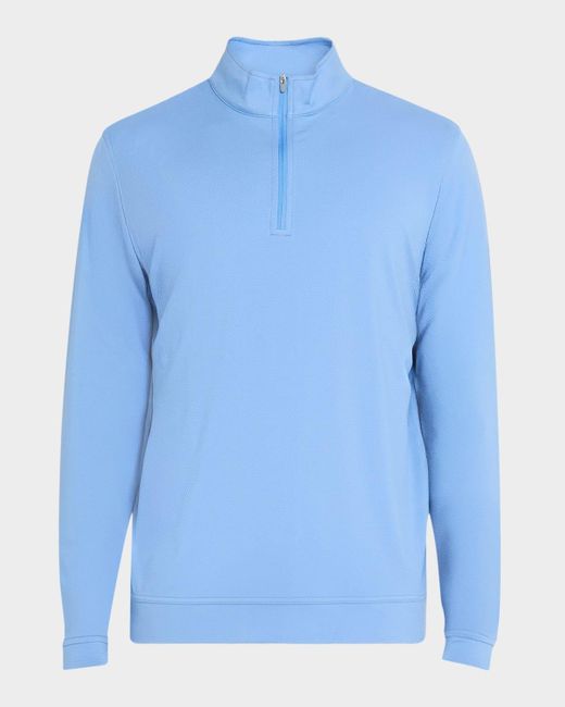 Peter Millar Blue Perth Cross-Hatch Performance Quarter-Zip Pullover for men