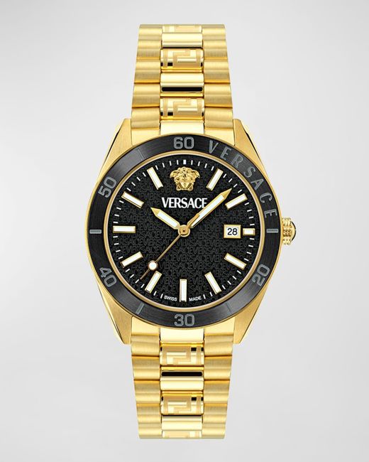 Versace Metallic V-Dome Ip Bracelet Watch, 42Mm for men