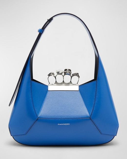 Alexander McQueen The Skull Jeweled Hobo Bag in Blue Lyst