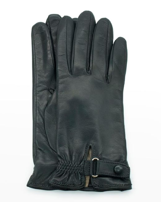 Portolano Green Cashmere-lined Napa Gloves W/ Elastic Belt