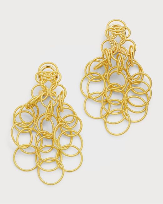 Buccellati Metallic Hawaii 18k Yellow Gold Chandelier Earrings, 2"l