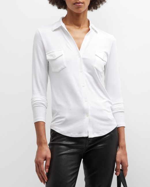 Majestic Filatures White Button-down Shirt With Pockets