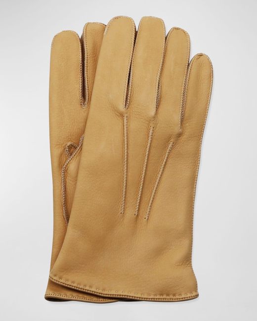 Portolano Natural Deerskin Gloves W/ Contrast Stitching for men